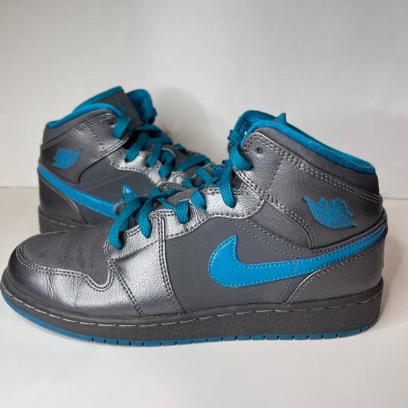 Nike Air Jordan 1 Mid Metallic Dark Grey/Teal - Picture 3 of 7
